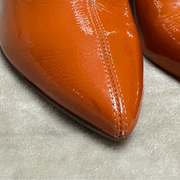 Sam Edelman Hilty Booties PatentBlock Heel Burnt Orange Texas Longhorns Sz 8.5 - Picture 6 of 16